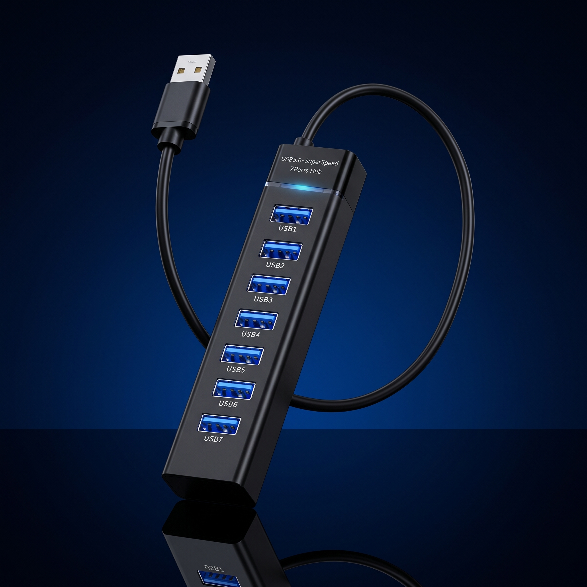 Hub USB 3.0 Haute Vitesse – 7 Ports Multi-Connexions Plug & Play