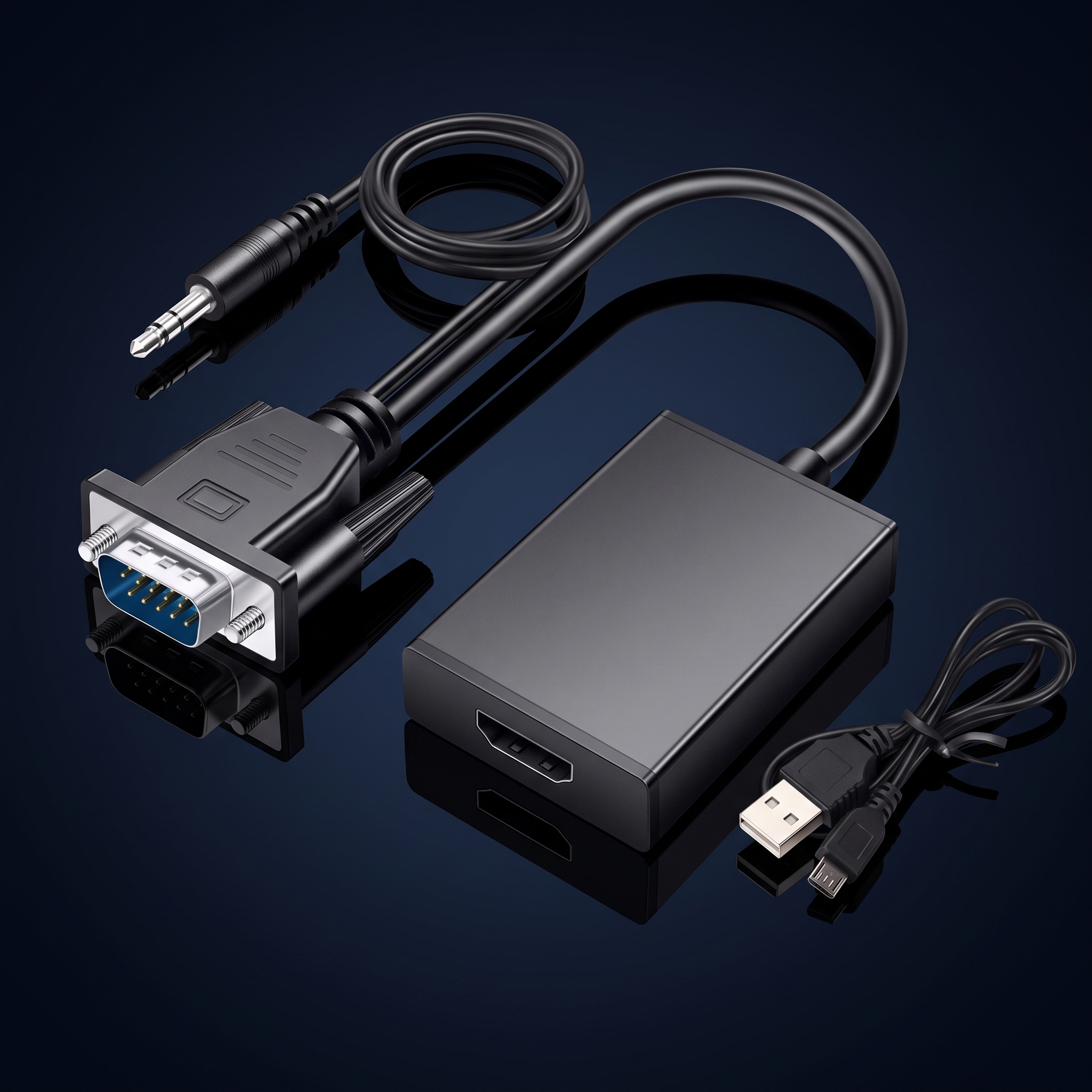 Adaptateur VGA vers HDMI avec Audio Jack 3.5 mm – Convertisseur Vidéo Haute Définition 1080p