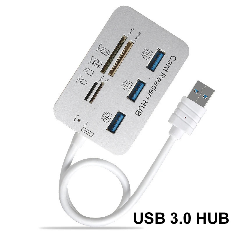 HUB Adaptateur de lecteur de carte mémoire pour disque U, PC, ordinateur portable, souris, clavier, 7 en 1, 3 ports USB, type C 3.0 HUB + 4 ports, extenseur SD TF MS,M2 MMC