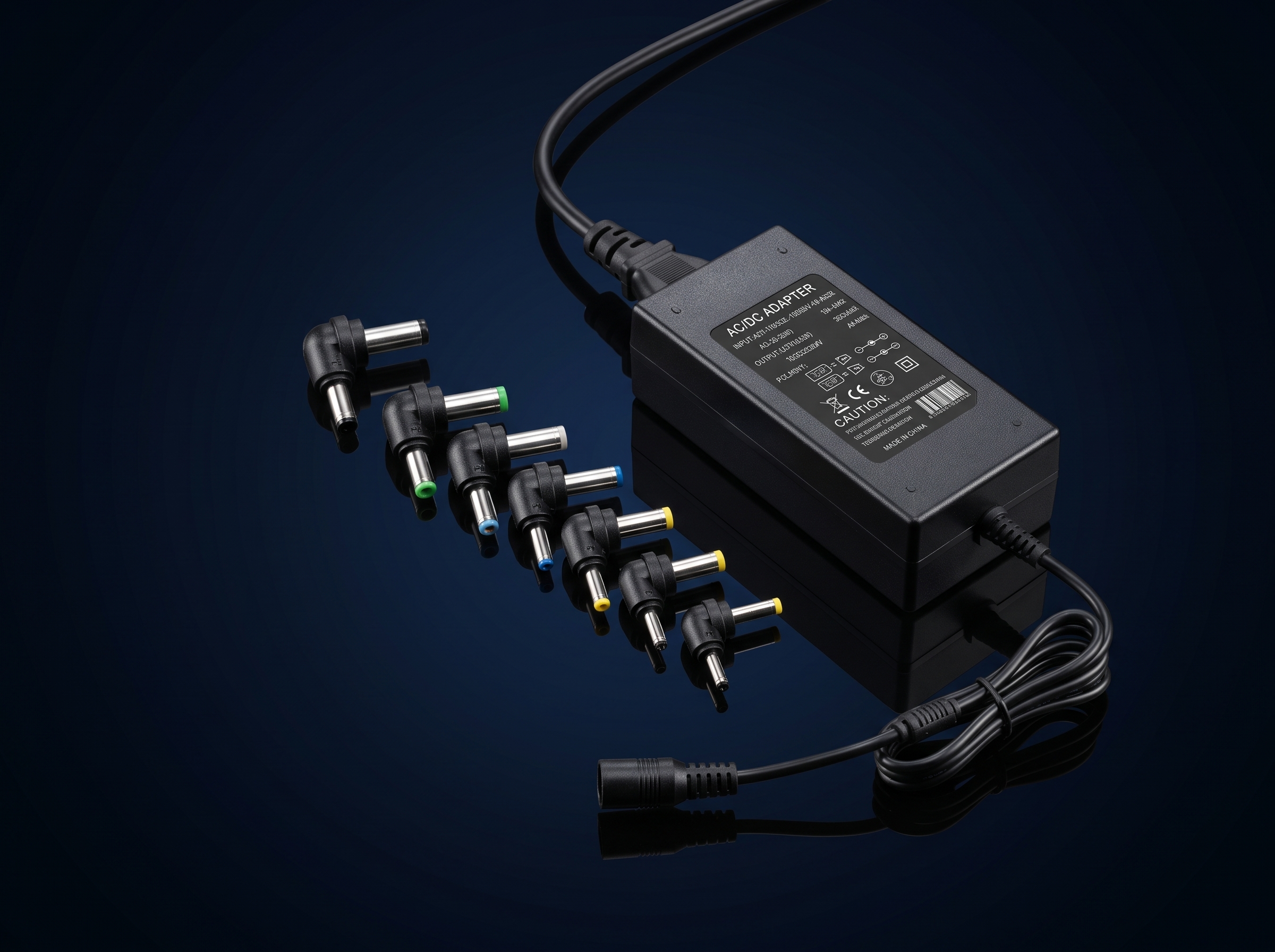 Chargeur Adaptateur Secteur Universel Multi-Tension – Kit d'Alimentation AC/DC avec 8 Embouts Interchangeables