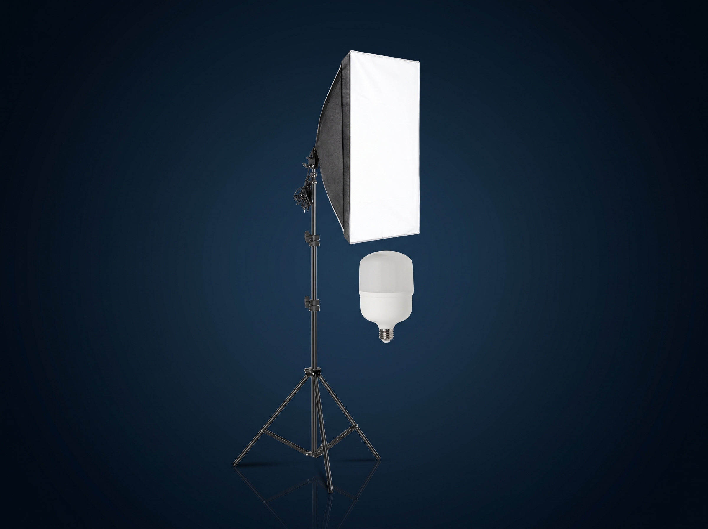 Kit d'Éclairage Studio Softbox Rectangulaire avec Trépied & Ampoule E27 – Éclairage Continu pour Photographie, Vidéo & Streaming