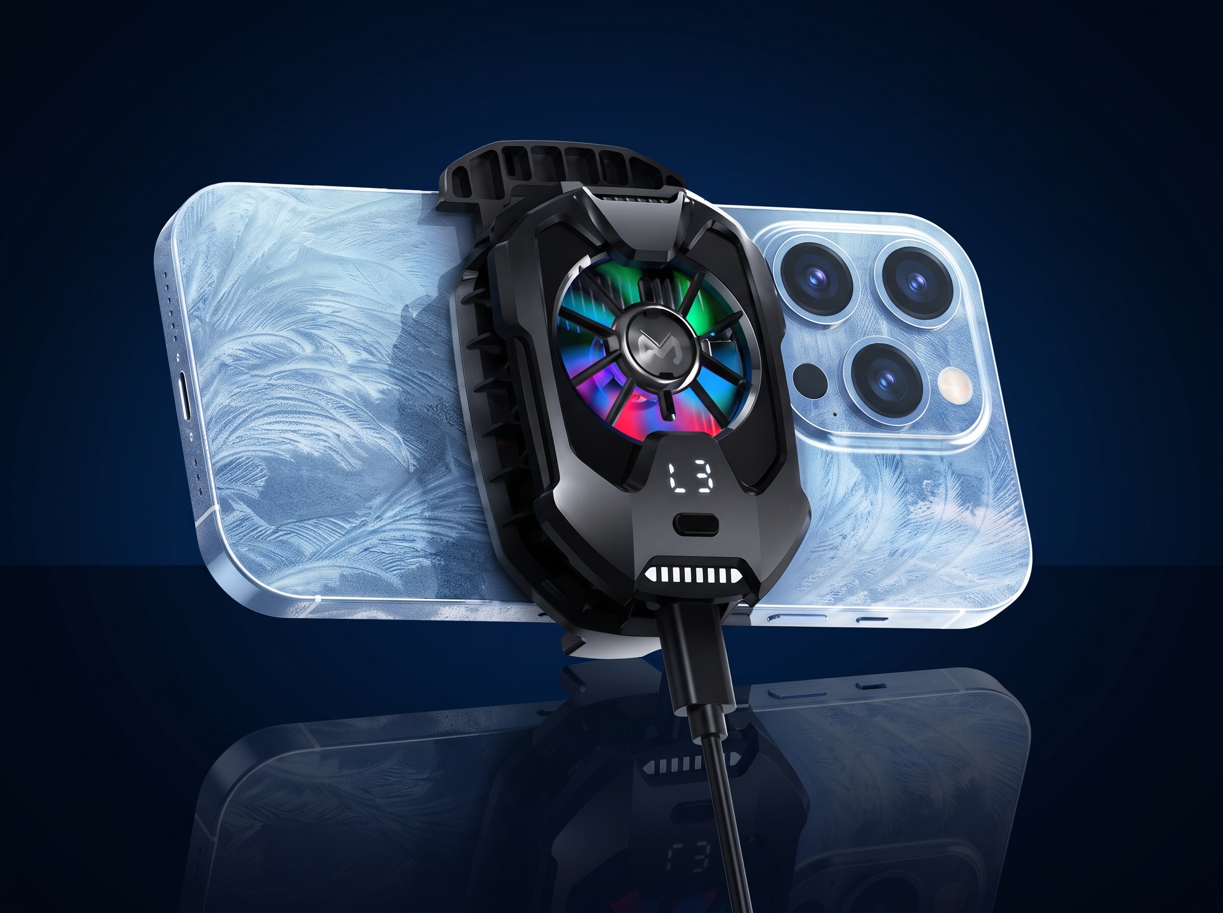 Refroidisseur Gaming pour Smartphone avec Ventilateur Silencieux & Éclairage RGB MEMO DLA8 – Radiateur de Refroidissement à Clip pour Téléphone